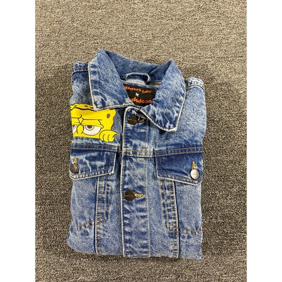 Members Only SpongeBob Jacket Blue Denim Jean Trucker Bomber Coat Mens Sz Medium - Picture 11 of 12